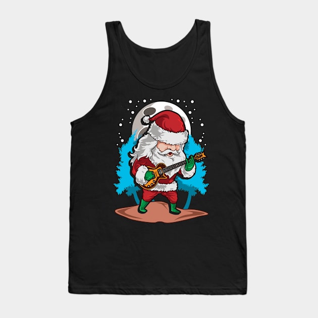 Christmas Santa Claus Guitar Player Guitarist Musician Gift Tank Top by E